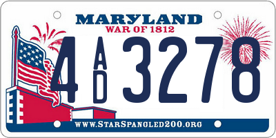 MD license plate 4AD3278