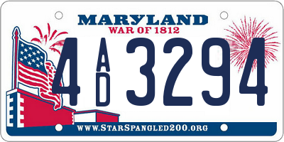 MD license plate 4AD3294