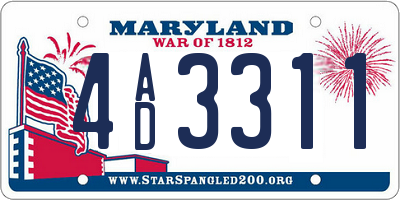 MD license plate 4AD3311