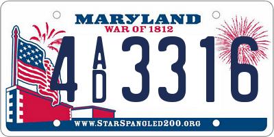 MD license plate 4AD3316