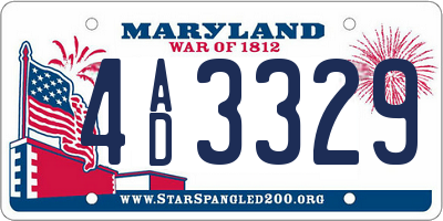 MD license plate 4AD3329