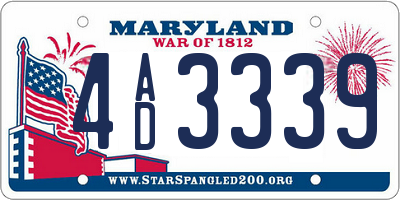 MD license plate 4AD3339