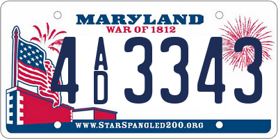 MD license plate 4AD3343