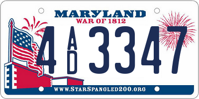 MD license plate 4AD3347
