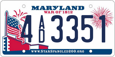 MD license plate 4AD3351