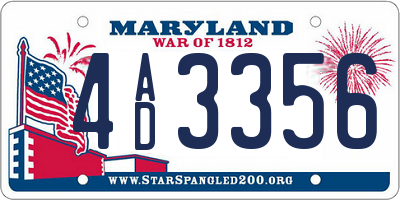 MD license plate 4AD3356