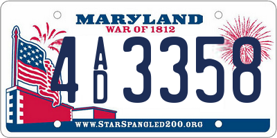 MD license plate 4AD3358