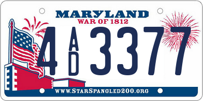 MD license plate 4AD3377