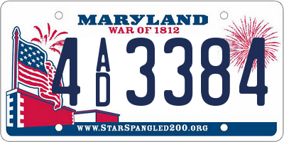 MD license plate 4AD3384
