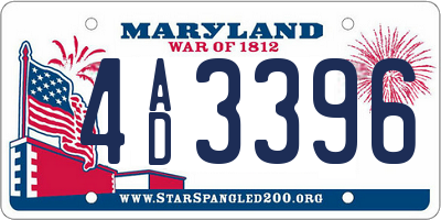 MD license plate 4AD3396