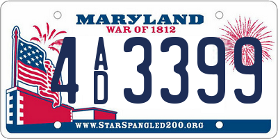 MD license plate 4AD3399