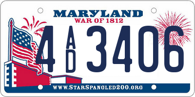 MD license plate 4AD3406