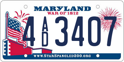 MD license plate 4AD3407