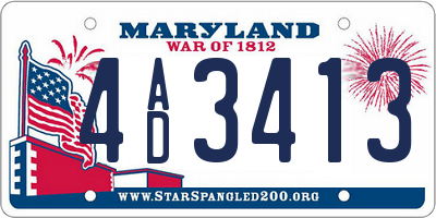MD license plate 4AD3413