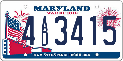 MD license plate 4AD3415