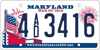 MD license plate 4AD3416
