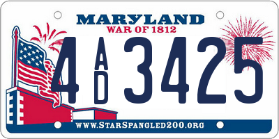 MD license plate 4AD3425