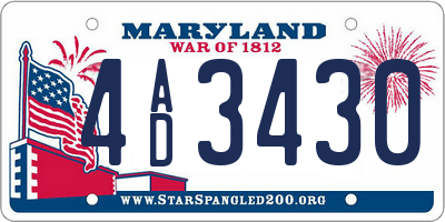 MD license plate 4AD3430