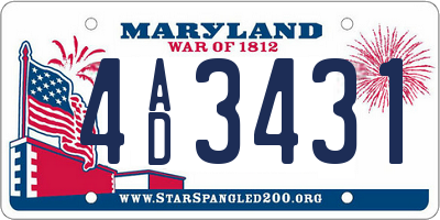 MD license plate 4AD3431