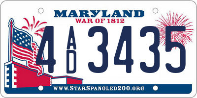 MD license plate 4AD3435