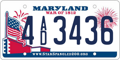 MD license plate 4AD3436