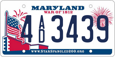 MD license plate 4AD3439