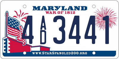 MD license plate 4AD3441