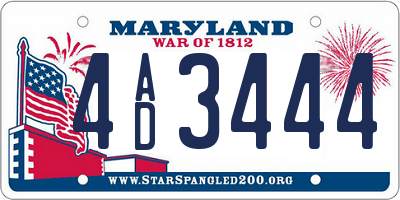 MD license plate 4AD3444