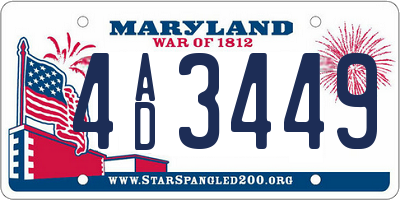 MD license plate 4AD3449