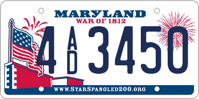 MD license plate 4AD3450