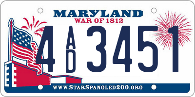 MD license plate 4AD3451