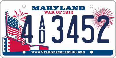 MD license plate 4AD3452