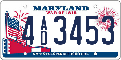 MD license plate 4AD3453