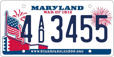 MD license plate 4AD3455