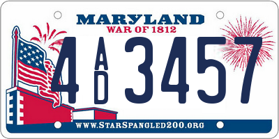MD license plate 4AD3457