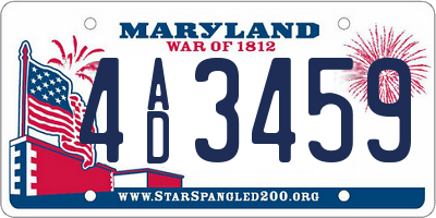 MD license plate 4AD3459