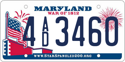 MD license plate 4AD3460