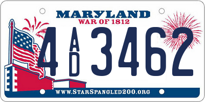 MD license plate 4AD3462