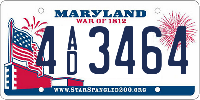 MD license plate 4AD3464