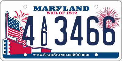 MD license plate 4AD3466