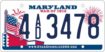 MD license plate 4AD3478