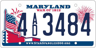 MD license plate 4AD3484
