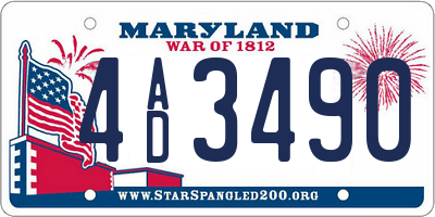 MD license plate 4AD3490