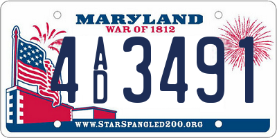 MD license plate 4AD3491