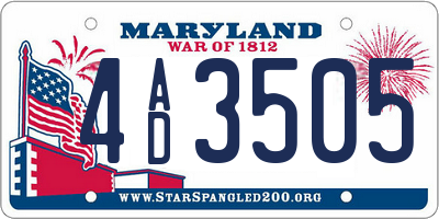 MD license plate 4AD3505