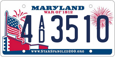 MD license plate 4AD3510