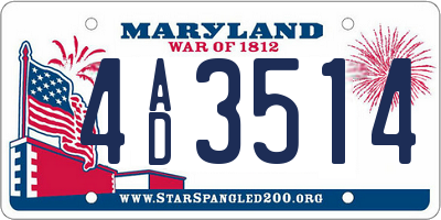 MD license plate 4AD3514