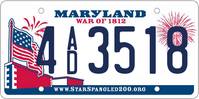 MD license plate 4AD3518