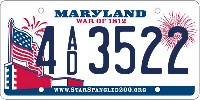 MD license plate 4AD3522