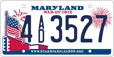 MD license plate 4AD3527